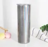 20oz Slim Rainbow Glitter Tumbler Straight Cup Rostfritt Stål Vakuum Isolerad Kaffekoppar Dubbel Vägg Botter Travel Mugg med Splash Proof Locks Straws