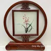 Free DHL Office Home Decoration Chinese style Table Decor Ornaments Hand Silk Embroidery Patterns with Bubinga Frame Christmas Business Gift