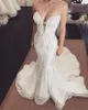Novo Luxo Sexy Árabe Aso Ebi Mermaid Wedding Dresses Querida Keyhole Illusion Lace apliques de cristal frisado Pérolas vestidos de noiva formais