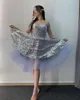 Sparkling Sequins Tulle Tiered Homecoming Dresses Strapless Zipper Back Short Prom Party Bride Formal Cocktail Party Dresses V80