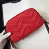 Designer Chain Bags äkta Real Leather Handbag Purse gracieful quiltade lyxkvinnor Soft 2021 Black Red Brand Fashion Camera Bagu273q