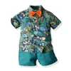 Bambini Set hawaiano Ragazzi Casual Button Down Manica corta Stampa Pantaloncini Outfit Estate 1-5Y Abbigliamento da spiaggia per bambini Abito da camicia Hawaii Y220310