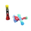 Silicone smoke Pipe trumpet shape portable tobacco cheap glass tube multicolor canned straight pipes