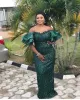 Aso Ebi Style Mermaid Prom Party Dresses 2022 Off Shoulder Plus Size Formal Evening Cawns Grows for Arabiska Kvinnor Vestidos de Noiva CG001