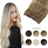 Clip In Hair Extensions 10-24 tums maskin Remy Human Hair Brazilian Double Weft Full Head Set Rak 7st 120g