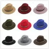 Fashion Women Men Wool Fedora Hat For Gentleman Lady Wide Brim Jazz Church Hats Godfather Sombrero Cap With Punk Ribbon Y200110