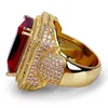 New Mens Hip Hop Ring Jewelry High Quality Ruby Gemstone Zircon Gold Rings Fashion Punk Ring Fashion Design8086082