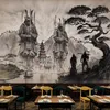 Özel Fotoğraf Kağıdı 3D El Boyalı Ukiyoe Samuray Yaratıcı Restoran Mural Art Arka Plan Duvar Dekor Papel de Parede Sala