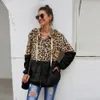 Fashion- Women Fashion Jacket New arrival Zip Front Leopard Colorblock Windbreaker Jacket 20FW Contrast Color coat Size S M L XL 2XL