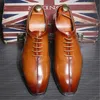 Echt leer Zakelijke Herenkleding Schoenen Mode Elegante Formele Trouwschoenen Mannelijke Lace-Up Kantoor Vierkante Neus Oxford Schoenen