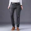 Klassische Stil Herren Grau Jeans Business Mode Soft Stretch Denim Hosen Männliche Marke Fit Hosen Schwarz Blau 201128