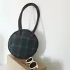 Bolsos Baguette de cuero a cuadros HPB para mujer, bolso de hombro redondo pequeño Vintage para mujer, bolso de mano a la moda para mujer, bolso para axilas, Bolsas