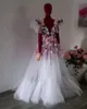 Party Dresses V-Neck Prom Sukienka Kwiatowe Kolorowe Kwiaty A-Line White Ruffles Evening Long Plus Size Suknie