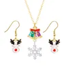 Linda serie de la Navidad Joyas conjuntos de copo de nieve Campanas Pendientes Pendientes Collar Hipoalergénico Regalos de Navidad para las mujeres Joyería de vacaciones