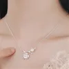 Anhänger Halskette Frauen Blume CZ Kristall Edelstahl Silber Überzogene Party Schmuck Zubehör Geschenk Korean Mode Rosa DZ420