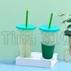 Hot 24oz Color Changing Cup Magic Plastic Drinking Tumblers with Lid and Straw Reusable Clear Colors Cold Cup Summer Beer Mugs T500344