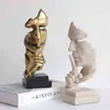 VILAAD 27 cm silenzio è dorato statua del viso ornamenti astratti statuettes scultura mestiere per ufficio decorazione della casa vintage 220112