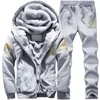 Kış Erkek Seti Polar Hoodie Pant Kalın Sıcak Terzolu Spor Giyim Kapüşonlu Track Takım Takımlar Erkek Terzi M4XL 201116