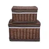 Laundry Basket Handmade Wicker With a lid Dotted Cloth Large Capacity Brown Sundry Clothes Books Storage Basket Indoor Furnitur LJ201204