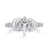 Ainuoshi Moda 925 Sterling Silver 2ct Corte redondo anel de noivado de halo