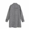 Vintage elegante giacca oversize cappotto donne moda tasche prese d'aria laterali sfilacciate allentato plaid capispalla chic top T200212