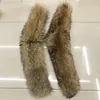 Bufandas 100 grandes cuello de piel de mapache natural real para invierno abajo parkas abrigos de lujo mujeres calientes chaquetas femeninas 16440006
