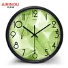 Airinou New Design Green Wall Clock Translucent Leaf Nature Quite Living Room Quartz Glass Silent Home Decor Clock H1230