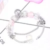 Charm-Armbänder CHIELOYS Drop DIY-Armband mit weißem Glasperlen-Herz-Anhänger passt gut für Frauen-Schmuckgeschenk1