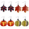 Europese en Amerikaanse herfst lederen oorbellen thanksgiving vakantie pompoen maple blad oorbel hanger fabriek directe verkoop