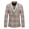 Double Breasted Suit Men 2020 homens ternos roupas Slim Fit Mens Mens Ternos Noivo Khaki Jacket + Colete + Calças