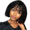 Afro kinky krullende synthetische pruik met bangs10 12 14 inches simulatie menselijk haar pruiken voor witte en zwarte vrouwen pelucas JC0025