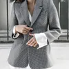AEL Plaid Women's Blazer Long Sleeve Lapel Collar Pocket Slim Female Coat Spring Office Lady Fashion Clothin LJ200911