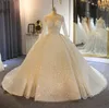 Funkelndes Ballkleid-Hochzeitskleid, schiere Juwelenausschnitt, Perlen, Pailletten, lange Ärmel, Spitze, Brautkleider, nach Maß, 2022, Abiti Da Sposa, Vestido De Novia