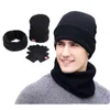 Устанавливает 3 зимние унисекс вязаные шапочки шапки мужчины теплые шляпа с натуральным сенсорным экраном перчатки женщин капота шапки крышка на открытом воздухе y201024