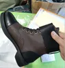 Женские кожаные кружевные лодыжки-сапоги дизайнер Ranger Ranger Lady Glazed Flat Heel Rubber Sontose Boot