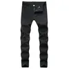 Godlikeu White Mens Jeans Ripped Trisped Black Skinnyデニムヒップホップボタンストレッチパンツ5Gef