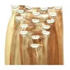 Couleur de piano 27 613 100g Clip de cheveux brésilien vierge en extensions 7pcs Clip dans les extensions de cheveux humains Straight7343292