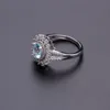 Taille 6-10 Anneaux de fiançailles pour les femmes Topaz Color Green Gemstone Rings CZ Diamond Femmes Mariage Bague de mariée Gift214a