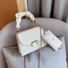 Cross Body 2022 Simple Chain Crossbody Bags For Women Mini PU Leather Handbags With Wallet Small Tote Purses 2 Pcs Set