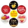 Date Happy Valentine's Day Coeur Rouge Autocollants sceau étiquettes autocollants scrapbooking pour Paquet et décoration de mariage papeterie autocollant 9070