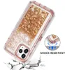 Coques de téléphone 3 en 1 robustes Girly Quicksand pour iPhone 11 12 13 14 Pro Max Xr X 7 8Plus Hybride Impact Antichoc Dur Pare-chocs Souple Transparent Housse de protection