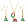 Linda serie de la Navidad Joyas conjuntos de copo de nieve Campanas Pendientes Pendientes Collar Hipoalergénico Regalos de Navidad para las mujeres Joyería de vacaciones