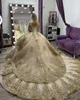 NY! Prinsessan Guld Quinceanera Klänningar Långärmad Applique Beading Sweet 16 Dress Pageant Gowns Vestidos de 15 años 2022