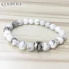 Bracelet de charme de couronne de tennis pour femmes naturelles Howlite J-asper perles poignets extensibles dames/filles bracelet de mode1