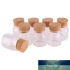 24 pcs 47 * 50 * 33mm 50ml Mini Glass Wishing Bottles Tiny Jars Flaskor med Cork Stopper Bröllopsgåva