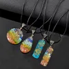 Natural 7 Chakra Orgone Energy Healing Pendants  Necklaces Rainbow Crystal Pendant Yoga Meditation Necklace Resin Jewelry1288b