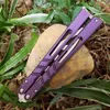 Balisong Purple AB D2-kanal Titanhandtag Butterfly Trainer Training Kniv Bushing System Hantverk Martial Arts Collection Knvies