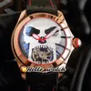 New Bubble L390/03694 Boîtier en acier noir PVD Tourbillon Cadran crâne blanc Autoamtci Montre pour homme Fun Gisheye Verre Montres en cuir Hello_watch