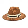 Mode serpent imprimé Fedora chapeau femmes automne hiver laine grand bord ruban Cowboy chapeau hommes rétro Jazz casquette