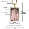 Personnalisé Photo Squar médaillons collier pendentif corde chaîne or argent couleur cubique Zircon hommes femmes Hip hop bijoux